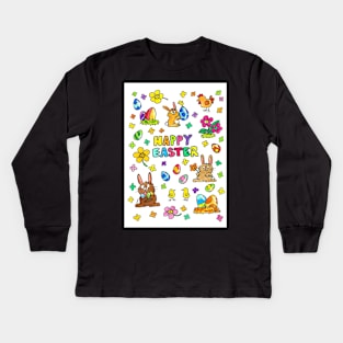 Cute Happy Easter card Kids Long Sleeve T-Shirt